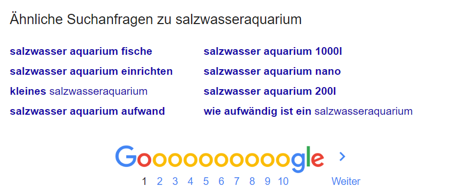 Google - ähnliche Suchanfragen