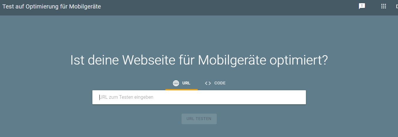 Google Mobile Friendly Test - Eingabemaske