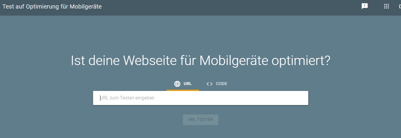 Google Mobile Friendly Test - Eingabemaske